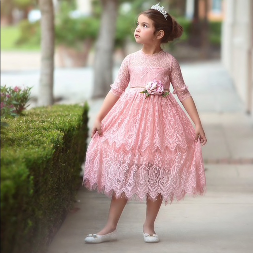 Beautiful Baby Pink Lace Dress NWT